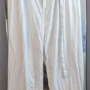 Sonoma White Wide-Leg Linen Blend Pants
